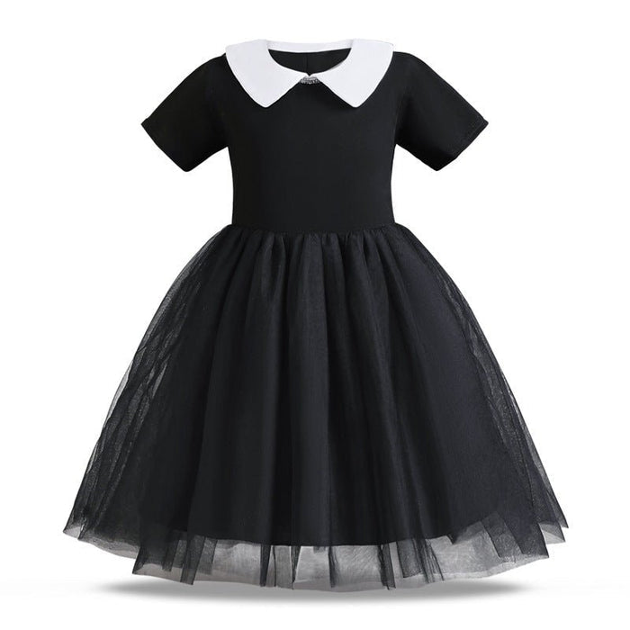 Children Shirt Black Drama Same Style Girl Cosplay Clothes Doll Collar Mesh Umbrella Princess Dress - RICALOUX