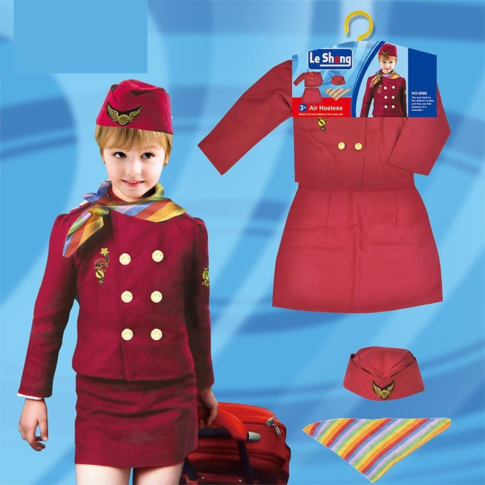 Children's Captain Clothing Girls Stewardess Clothing Holiday Party Performance Wear by Ricaloux