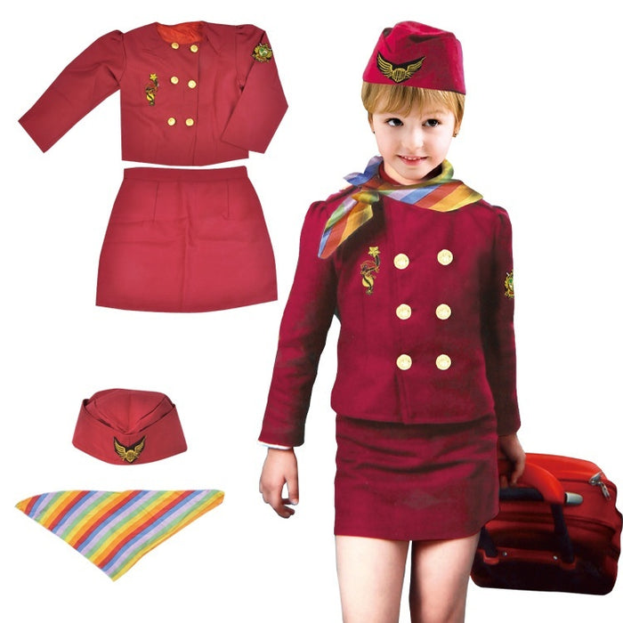 Children's Captain Clothing Girls Stewardess Clothing Holiday Party Performance Wear by Ricaloux