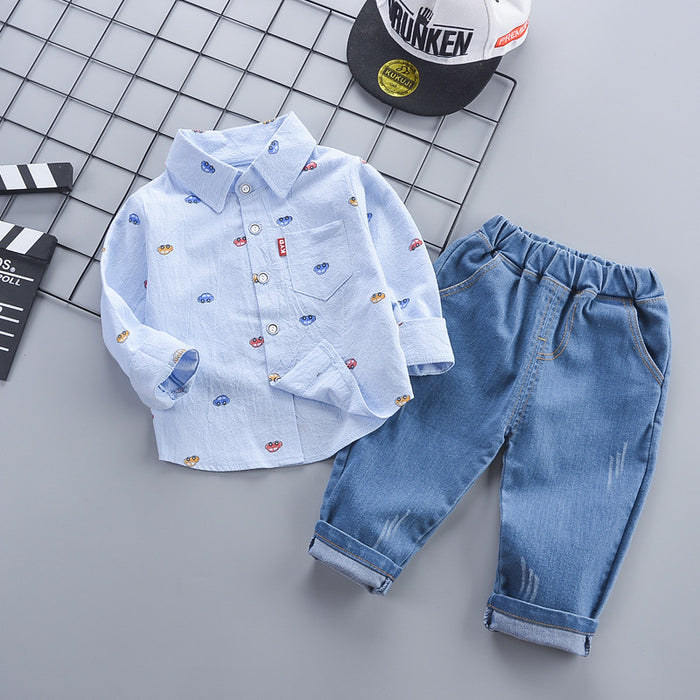 Children's Clothing Autumn Korean Style Autumn Clothing Casual Shirt Two-piece Boy Suit by Ricaloux