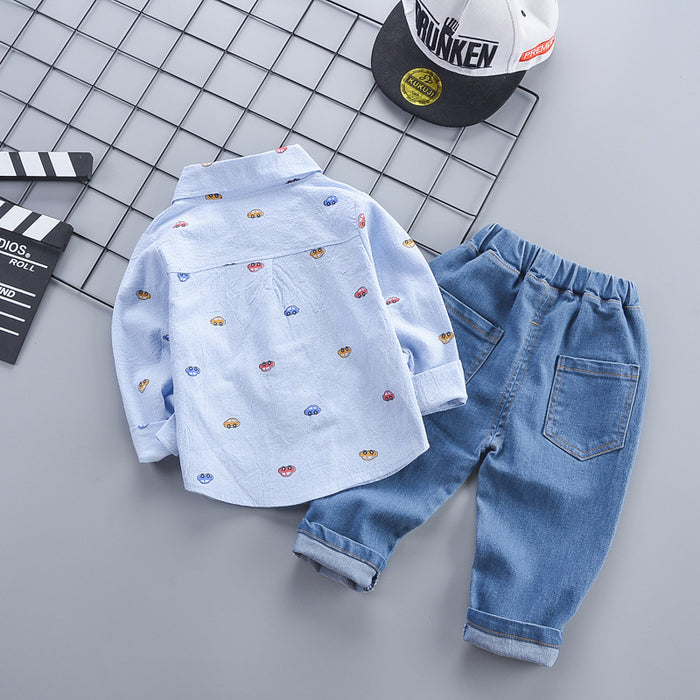 Children's Clothing Autumn Korean Style Autumn Clothing Casual Shirt Two-piece Boy Suit by Ricaloux