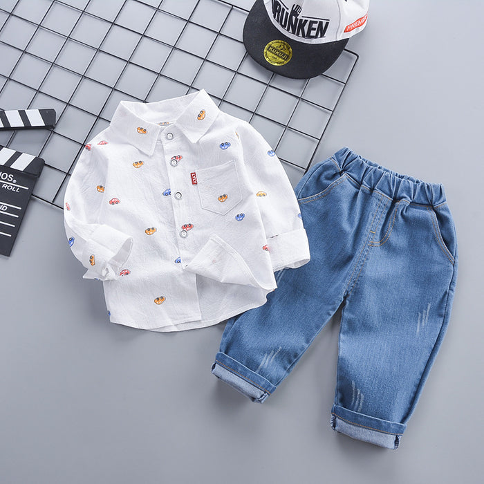 Children's Clothing Autumn Korean Style Autumn Clothing Casual Shirt Two-piece Boy Suit by Ricaloux