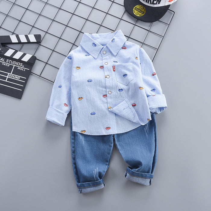 Children's Clothing Autumn Korean Style Autumn Clothing Casual Shirt Two-piece Boy Suit by Ricaloux