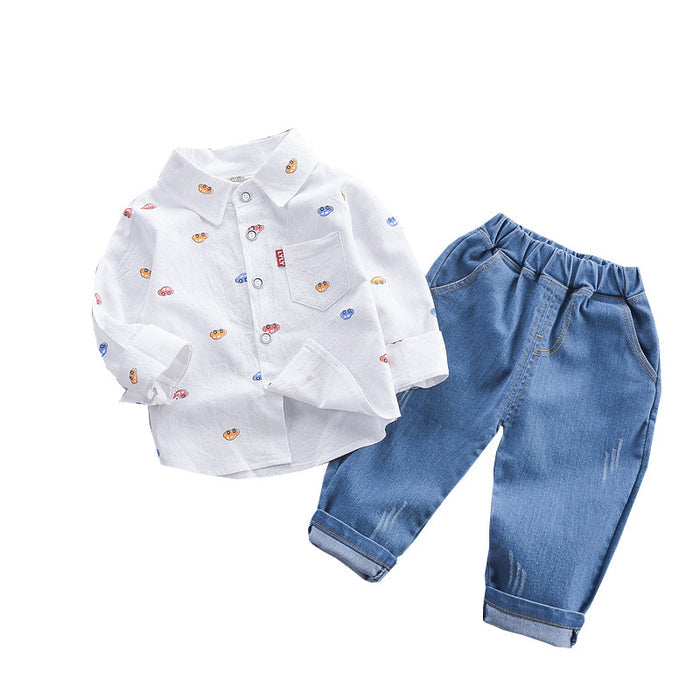 Children's Clothing Autumn Korean Style Autumn Clothing Casual Shirt Two-piece Boy Suit by Ricaloux