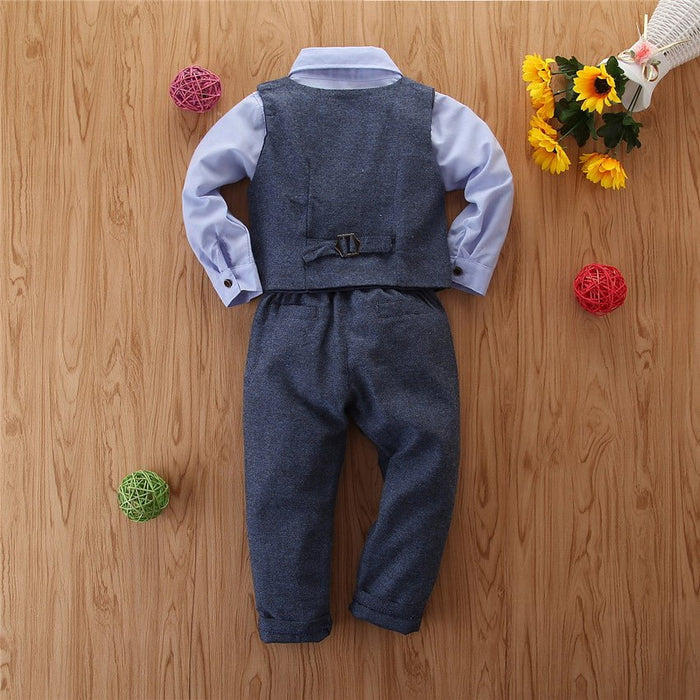 Children's Clothing Boys' Gentleman Long-sleeved Shirt And Pants Three-piece Suit - RICALOUX