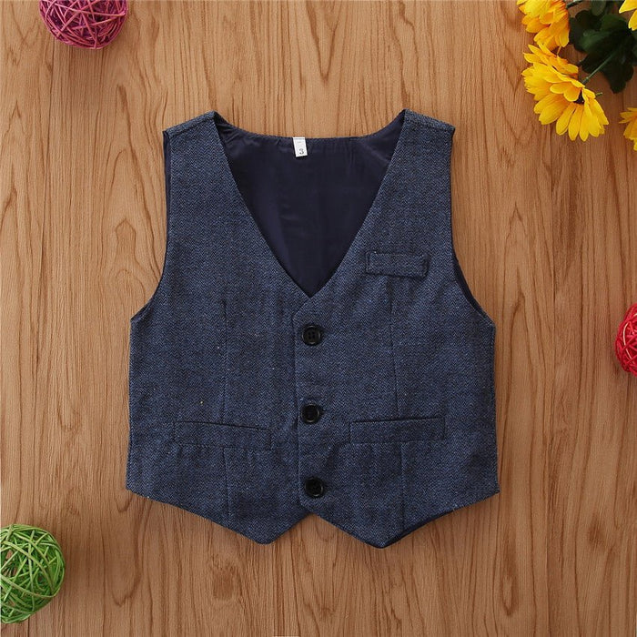 Children's Clothing Boys' Gentleman Long-sleeved Shirt And Pants Three-piece Suit - RICALOUX