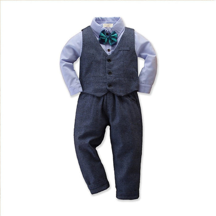 Children's Clothing Boys' Gentleman Long-sleeved Shirt And Pants Three-piece Suit - RICALOUX