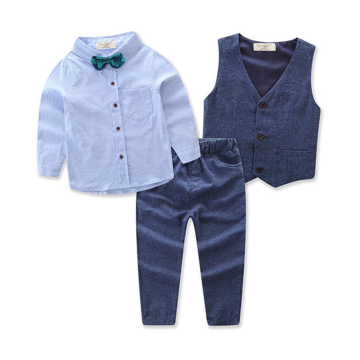 Children's Clothing Boys' Gentleman Long-sleeved Shirt And Pants Three-piece Suit - RICALOUX