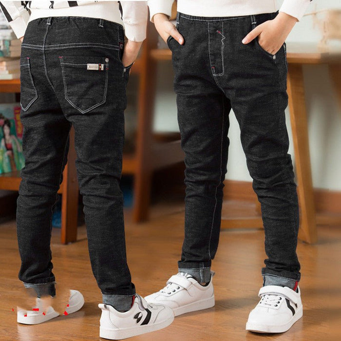 Children's Clothing, Boys' Jeans With Thick Fleece, Winter Children's Casual Wear - RICALOUX