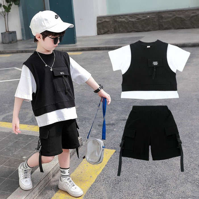 Children's Clothing Boys Summer Short-Sleeved Overalls - RICALOUX