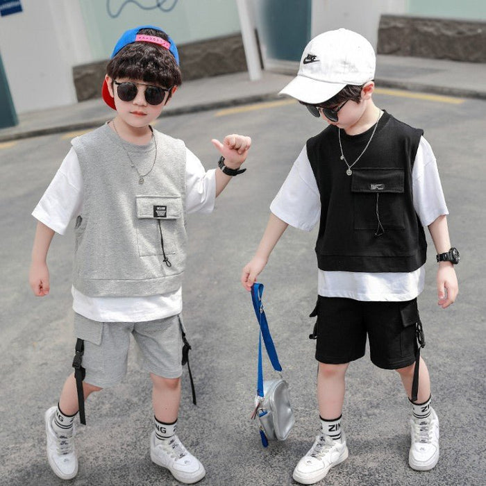Children's Clothing Boys Summer Short-Sleeved Overalls - RICALOUX