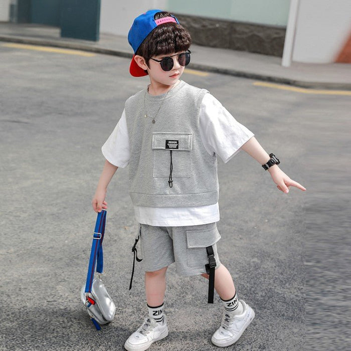 Children's Clothing Boys Summer Short-Sleeved Overalls - RICALOUX