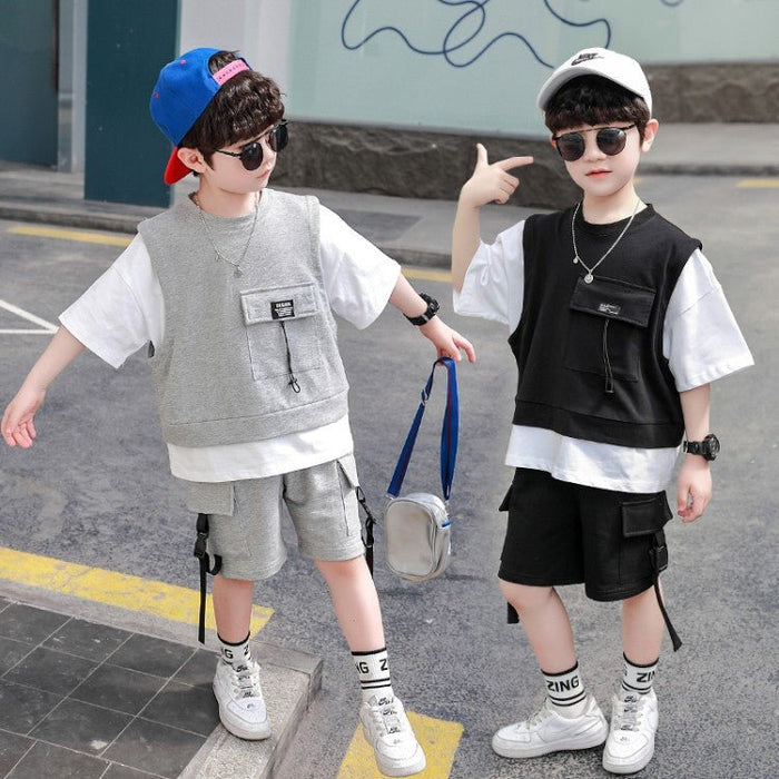 Children's Clothing Boys Summer Short-Sleeved Overalls - RICALOUX