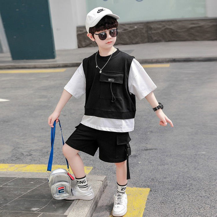 Children's Clothing Boys Summer Short-Sleeved Overalls - RICALOUX