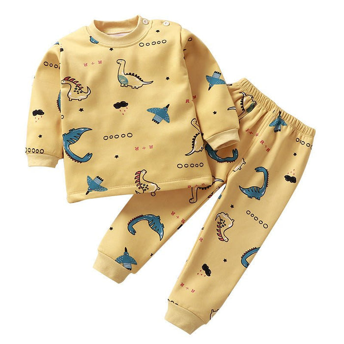 Children's Thermal Underwear Suit Fleece-lined Thickened Boys Girls Autumn Clothing - RICALOUX