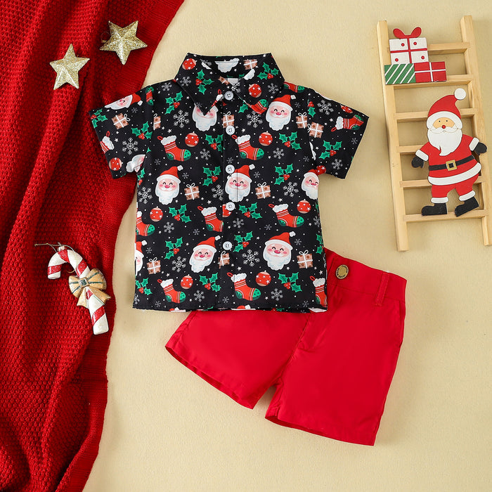 Christmas Children's Clothing Boys' Short-sleeved Printed Shirt - RICALOUX