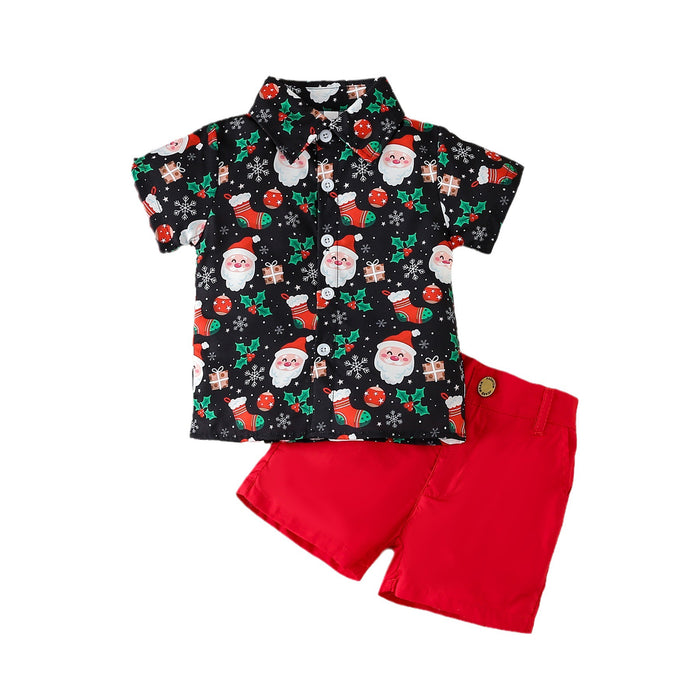 Christmas Children's Clothing Boys' Short-sleeved Printed Shirt - RICALOUX