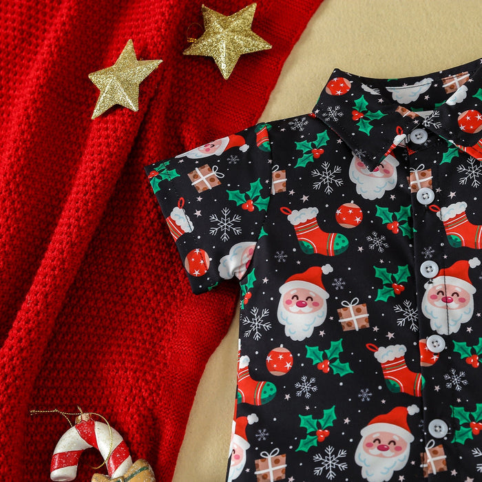 Christmas Children's Clothing Boys' Short-sleeved Printed Shirt - RICALOUX