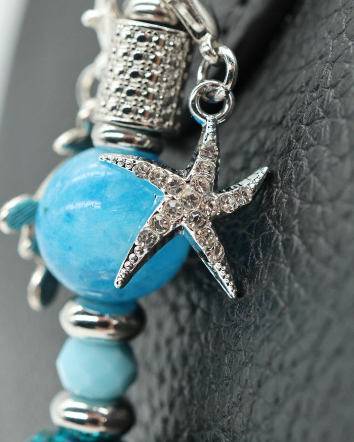Silver plated rhinestone starfish charm