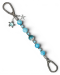 LD Keyfinder Coastal Tide keychain with aqua hemimorphite beads, crystal center bead, turtle and starfish charms.