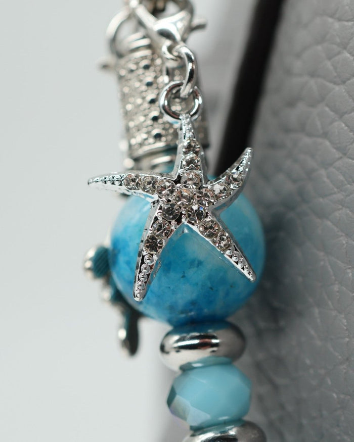 Silver plated rhinestone starfish charm