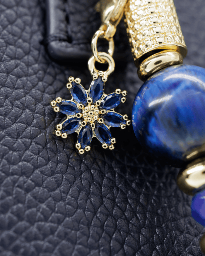 18KT Gold plated prussian blue flower charm