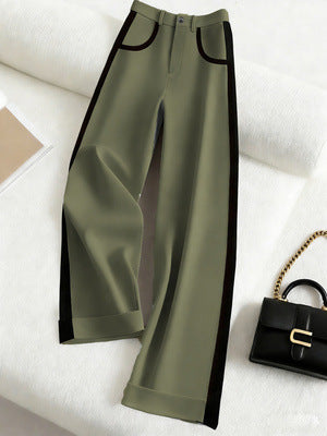 Color-block Straight-leg Casual Womens Suit Pants by Ricaloux