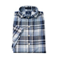 COTTON BRAD COLLAR POPOVER SPORT SHIRT - BLUE MADRAS