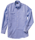 COTTON LINEN BUTTON DOWN SPORT SHIRT - BLUE MICRO CHECK