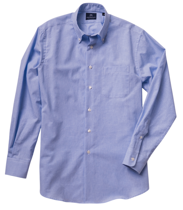 COTTON LINEN BUTTON DOWN SPORT SHIRT - BLUE MICRO CHECK
