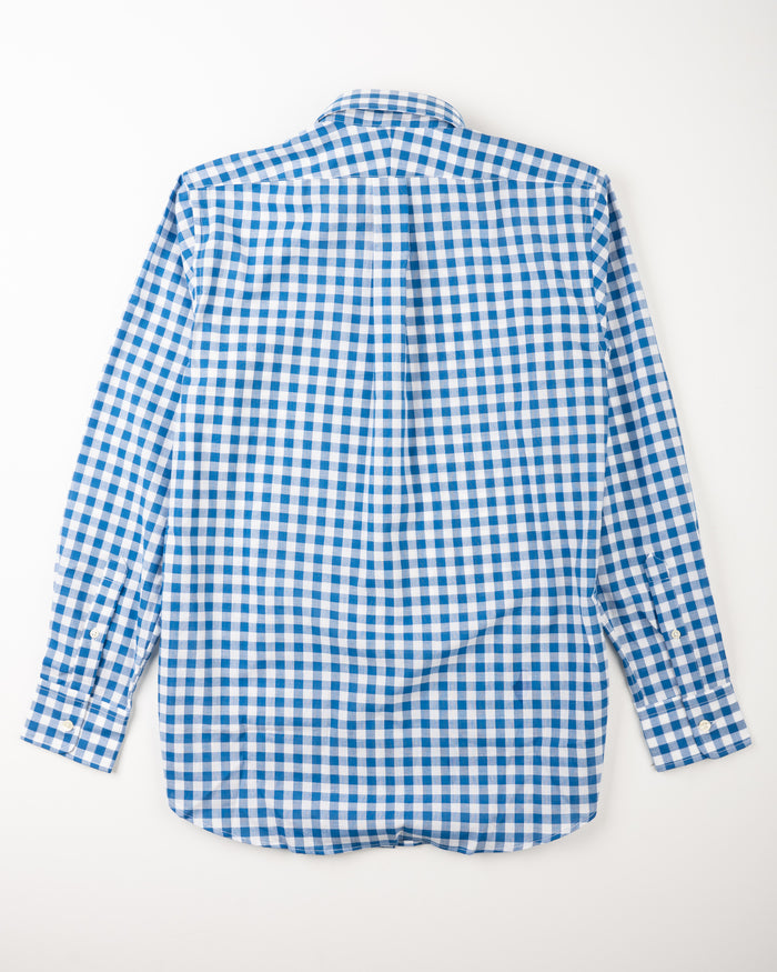 COTTON MADRAS BUTTON DOWN SPORT SHIRT - ROYAL GINGHAM