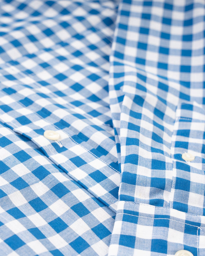 COTTON MADRAS BUTTON DOWN SPORT SHIRT - ROYAL GINGHAM