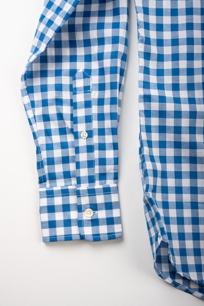 COTTON MADRAS BUTTON DOWN SPORT SHIRT - ROYAL GINGHAM