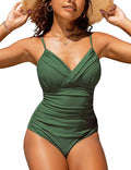 Cross Pleated Tight One-piece Bikini by Ricaloux
