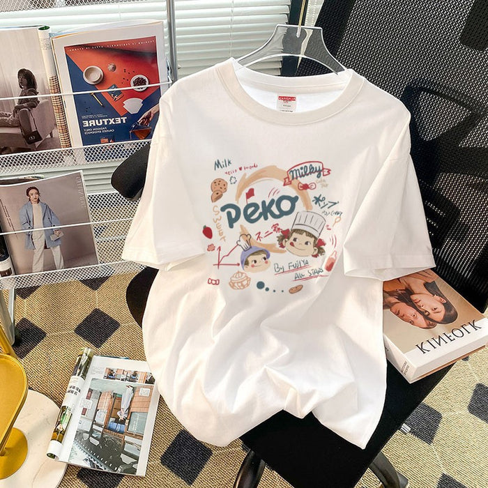 Cute And Soft Cartoon Rabbit Letter-Print T-Shirt For Women by Ricaloux