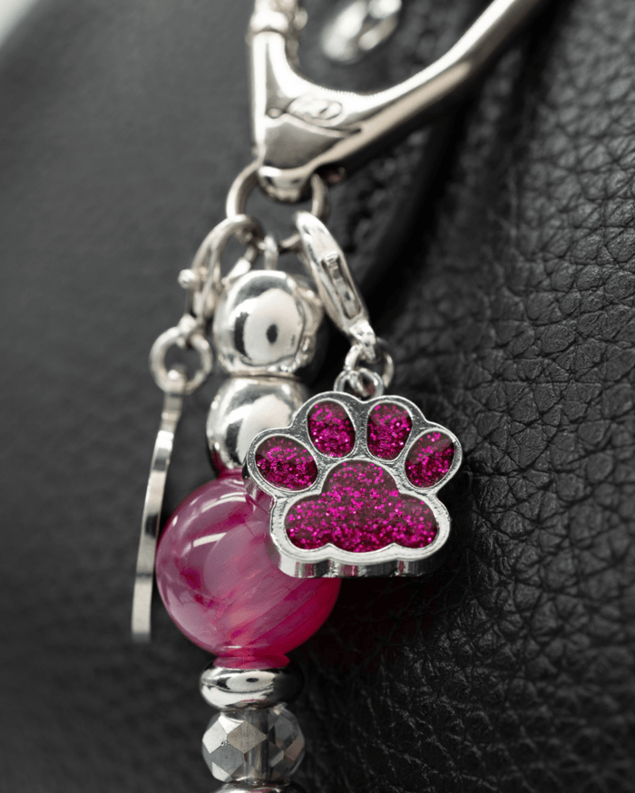 Pink sparkle dog paw charm