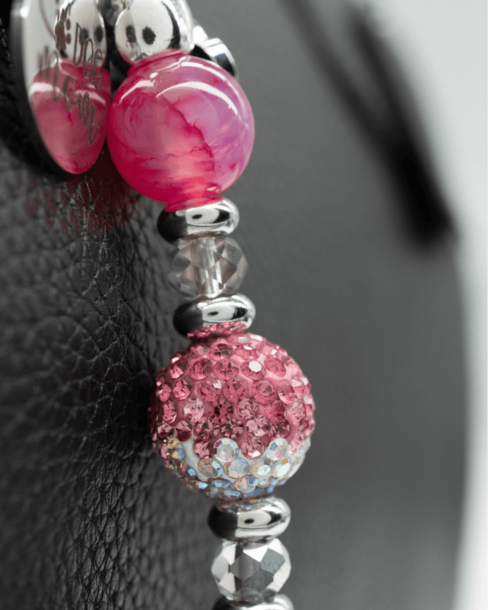 Fuchsia dragonvein agate & Austrian crystals