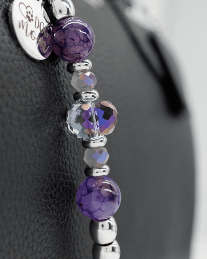 Purple electroplated glass & dragonvein agate