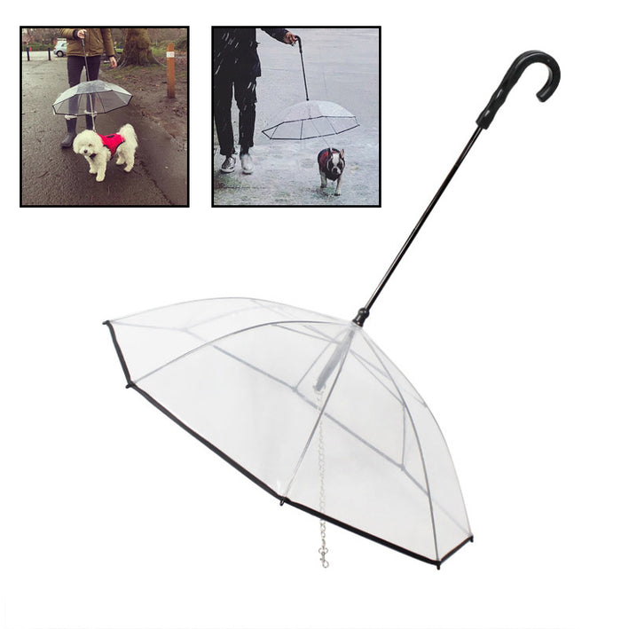 Dog's Transparent Umbrella With Traction Chain Removable Umbrella Pet Products by Ricaloux