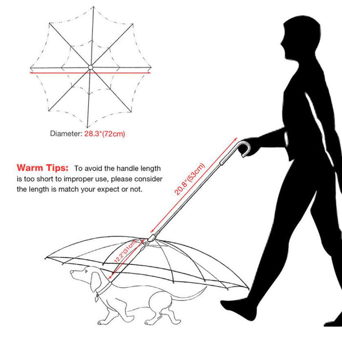 Dog's Transparent Umbrella With Traction Chain Removable Umbrella Pet Products by Ricaloux