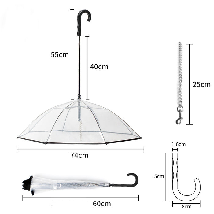 Dog's Transparent Umbrella With Traction Chain Removable Umbrella Pet Products by Ricaloux