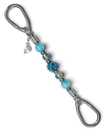 LD Keyfinder Dolphin Dream Mini featuring aqua cat's eye beads, woven glass, and a rhinestone dolphin charm.