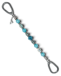 LD Keyfinder Dolphin Dream beaded key finder with aqua glass beads and a rhinestone dolphin charm.