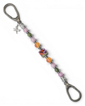 LD Keyfinder Dragonfly Magic keychain with purple lepidolite, green jade, orange glass beads, and rhinestone charm.