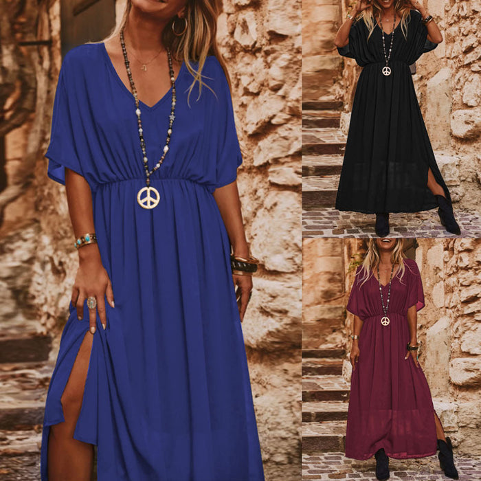 Elegant And Chic V-neck Short-sleeve Dress For Women by Ricaloux