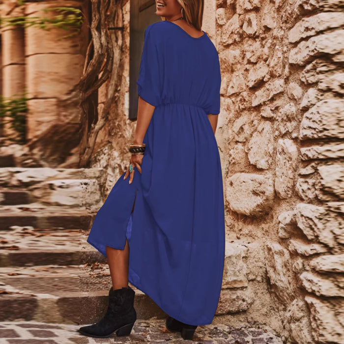 Elegant And Chic V-neck Short-sleeve Dress For Women – Premium 0 | RICALOUX
