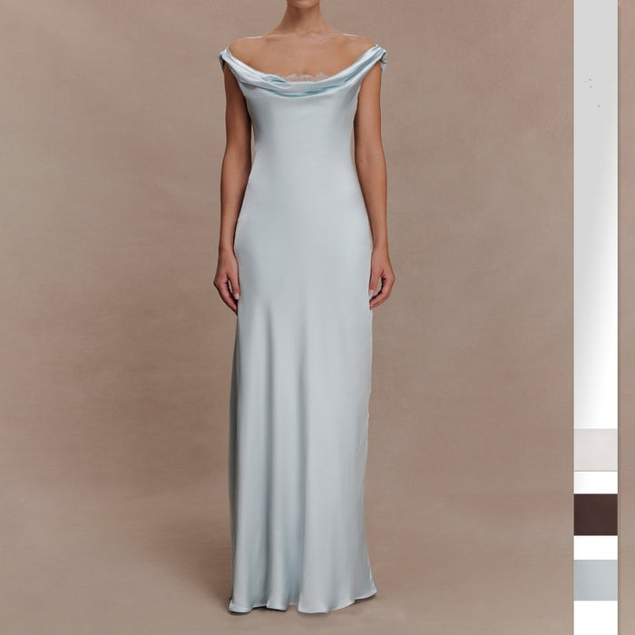Elegant Lace Evening Dress With A Boat Neckline – Premium 0 | RICALOUX