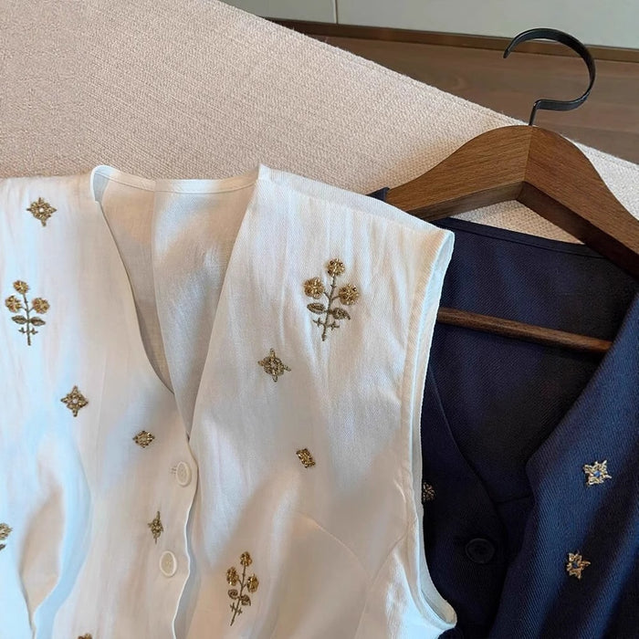 Elegant Relaxed-fit Versatile V-neck Waistcoat Vest – Premium 0 | RICALOUX