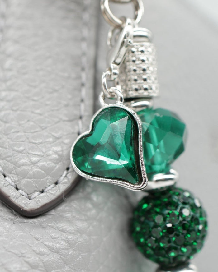 Platinum plated glass heart charm