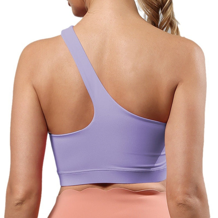 European And American Bare-feel Sports Bra One-shoulder Yoga Bra Stylish Sports Back by Ricaloux